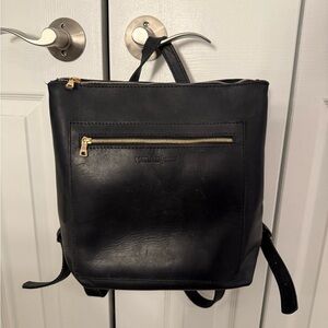 Portland leather black backpack